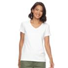 Women's Croft & Barrow&reg; Essential V-neck Tee, Size: Xs, White