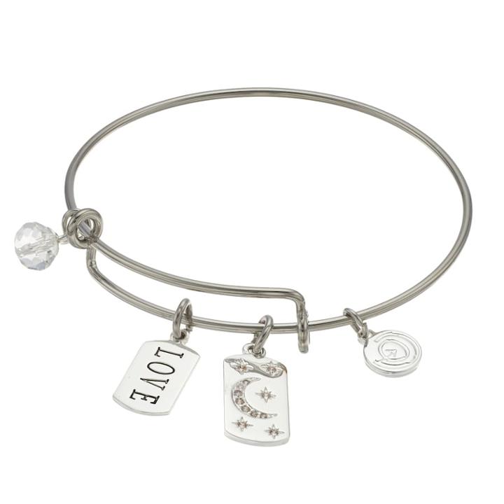 Love This Life Love Charm Bangle Bracelet, Women's, Silver