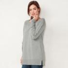 Women's Lc Lauren Conrad Lace-up Sleeve Tunic Sweater, Size: Xxl, Light Grey