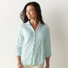 Petite Sonoma Goods For Life&trade; Button-front Roll-tab Shirt, Women's, Size: Xs Petite, Lt Green