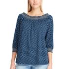 Women's Chaps Floral Off-the-shoulder Top, Size: Small, Blue