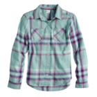 Girls 7-16 & Plus Size Mudd&reg; Flannel Long Sleeve Shirt, Size: 10, Med Blue