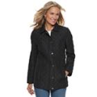 Women's Croft & Barrow&reg; Quilted Snap-front Jacket, Size: Small, Black