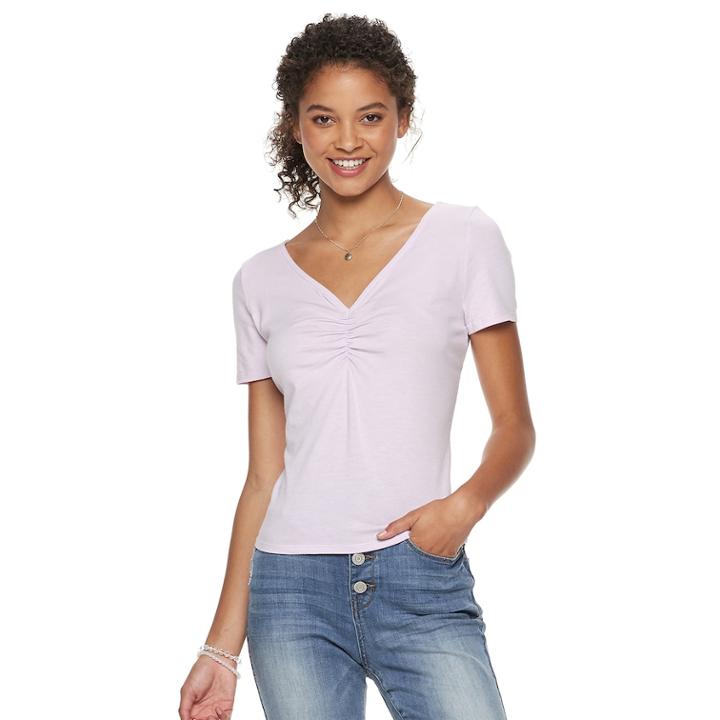 Juniors' So&reg; Shirred Tee, Teens, Size: Small, Lt Purple