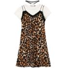 Girls 7-16 Speechless White Tee & Animal Print Dress With Choker Necklace, Girl's, Size: 14, Med Beige