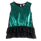 Disney D-signed Descendants 2 Girls 7-16 Sequin Front Ruffle Tank Top, Size: Xs, Brt Green