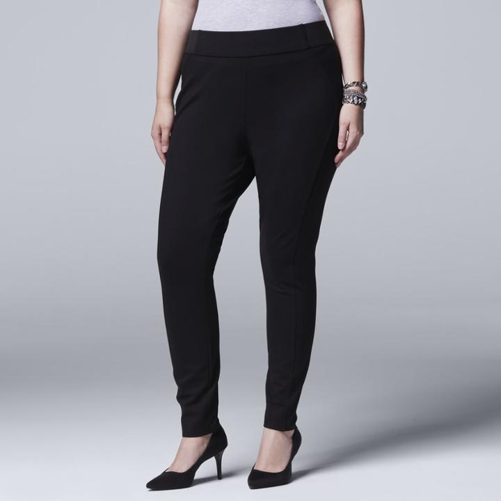 Plus Size Simply Vera Vera Wang Pull-on Skinny Pants, Women's, Size: 1x Short, Black