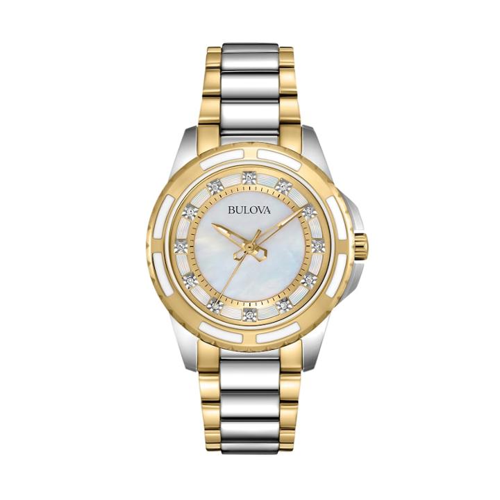 Bulova Women's Diamond Two-tone Stainless Steel Watch - 98p140, Size: Medium, Multicolor