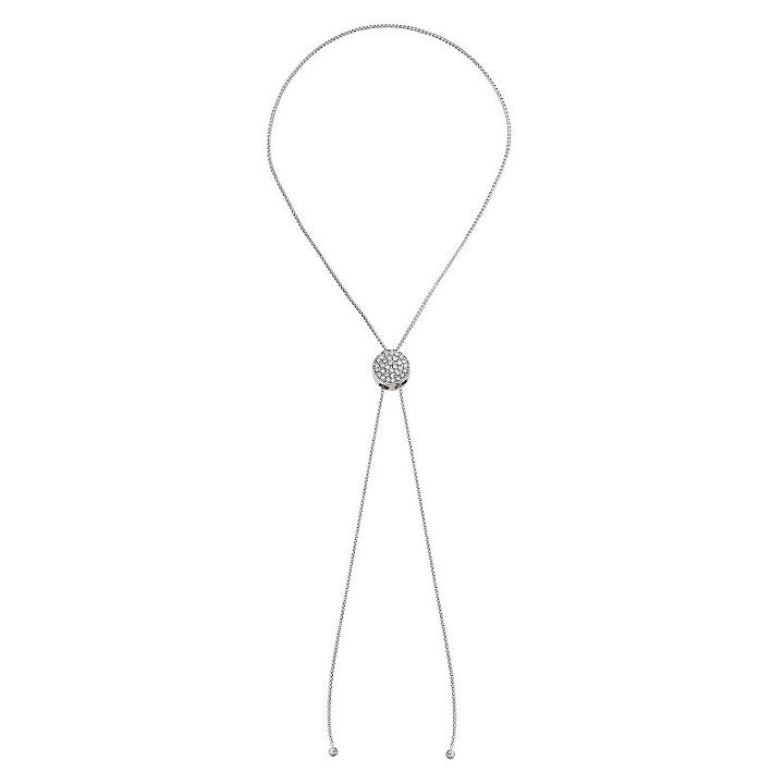 Brilliance Silver Plated Lariat Necklace With Swarovski Crystals, Women's, Size: 30, White