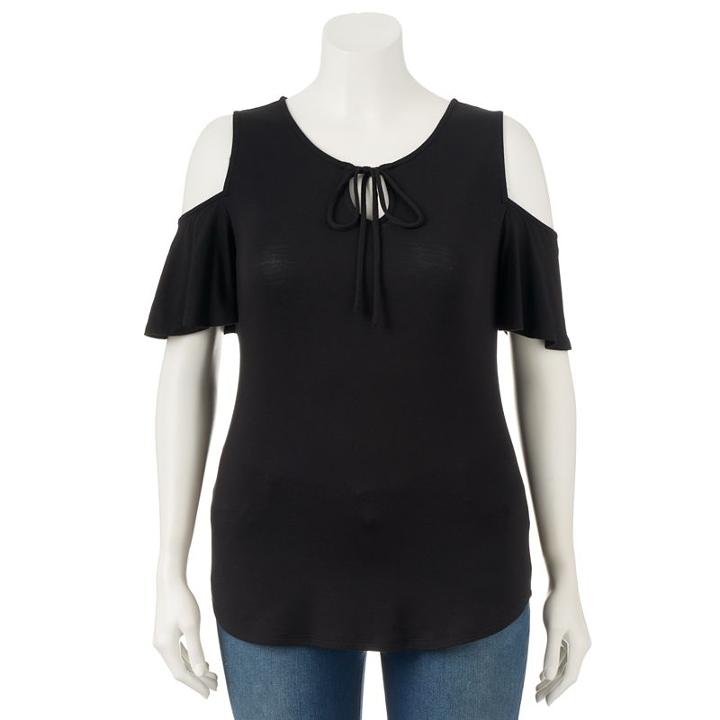 Women's Apt. 9&reg; Cold-shoulder Tee, Size: Small, Black