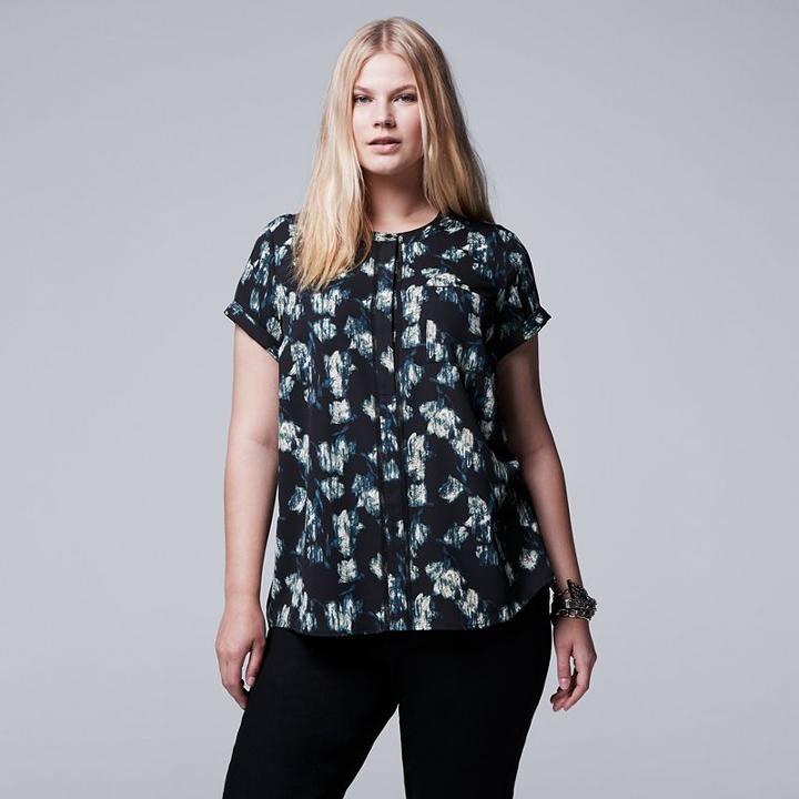 Plus Size Simply Vera Vera Wang Popover Top, Women's, Size: 2xl, Dark Green