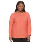 Plus Size Croft & Barrow&reg; Button Shoulder Sweater, Women's, Size: 1xl, Lt Orange