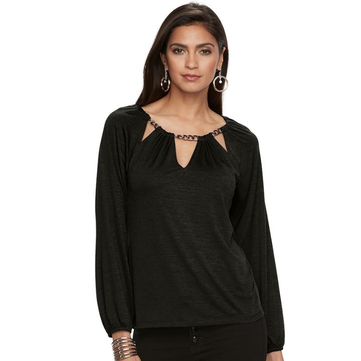 Women's Jennifer Lopez Cutout Chain Top, Size: Xl, Black