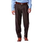 Men's Haggar Eclo Stria Classic-fit Pleated Dress Pants, Size: 44x30, Brown