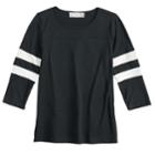 Girls' 7-16 & Plus Size Pink Republic Striped-sleeve Varsity Tee, Size: Large, Black