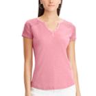 Women's Chaps Lace Sleeve Henley Tee, Size: Xs, Pink