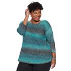 Plus Size Napa Valley Curved Hem Sweater, Women's, Size: 3xl, Turquoise/blue (turq/aqua)