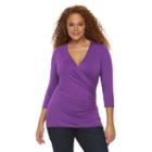 Plus Size Dana Buchman Faux-wrap Top, Women's, Size: 3xl, Med Purple