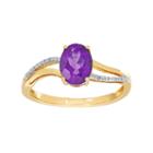 10k Gold Amethyst & Diamond Accent Oval Ring, Women's, Size: 7, Purple