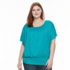 Plus Size Ab Studio Banded Bottom Top, Women's, Size: 2xl, Turquoise/blue (turq/aqua)