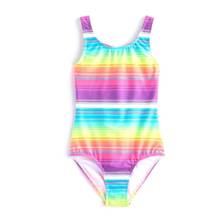 Girls 4-16 So&reg; Rainbow Knotted Back One-piece Swimsuit, Size: 10, Purple
