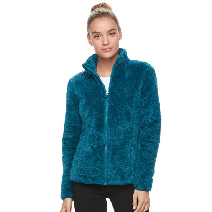 Women's Fila Sport&reg; Sherpa Fleece Zip-up Jacket, Size: Medium, Dark Blue
