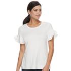 Women's Apt. 9&reg; Beaded Flutter Tee, Size: Medium, Natural