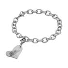 Fiora Stainless Steel Ole Miss Rebels Heart Charm Bracelet, Women's, Size: 8, Grey