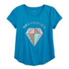 Girls 7-16 & Plus Size So&reg; Curve Hem Shiny Graphic Tee, Size: 12, Dark Blue