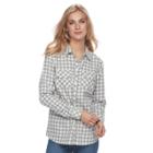 Women's Croft & Barrow&reg; Button-front Shirt, Size: Xl, Light Grey