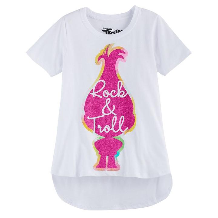 Girls 7-16 Dreamworks Trolls Poppy Rock & Troll High-low Graphic Tee, Size: Large, White