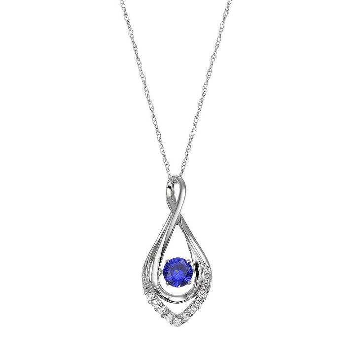 Sterling Silver Lab-created Sapphire Infinity Pendant Necklace, Women's, Size: 18, Blue