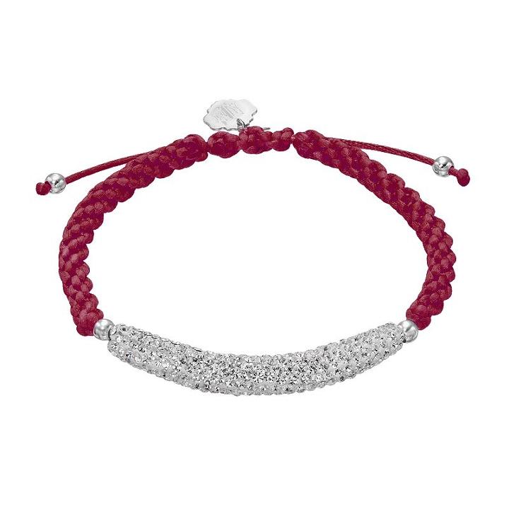 Texas A & M Aggies Crystal Sterling Silver Bar Link & Team Logo Charm Slipknot Bracelet, Women's, White