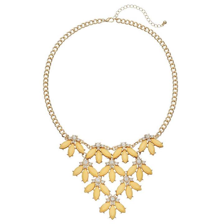 Yellow Marquise Flower Petal Statement Necklace, Women's