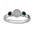 Stacks And Stones Sterling Sterling Silver Lab-created Emerald And Diamond Accent Stack Ring, Women's, Size: 6, Green