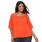 Plus Size Apt. 9&reg; Cross Back Cold Shoulder Top, Women's, Size: 3xl, Drk Orange