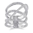 Stella Grace Sterling Silver 1/5 Carat T.w. Diamond Crisscross Ring, Women's, White