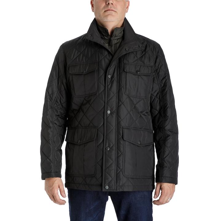 Men's Towne By London Fog Regular-fit Quilted Field Coat, Size: Xl, Black