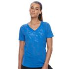 Women's Tek Gear&reg; Easy Burnout V-neck Yoga Tee, Size: Large, Blue (navy)