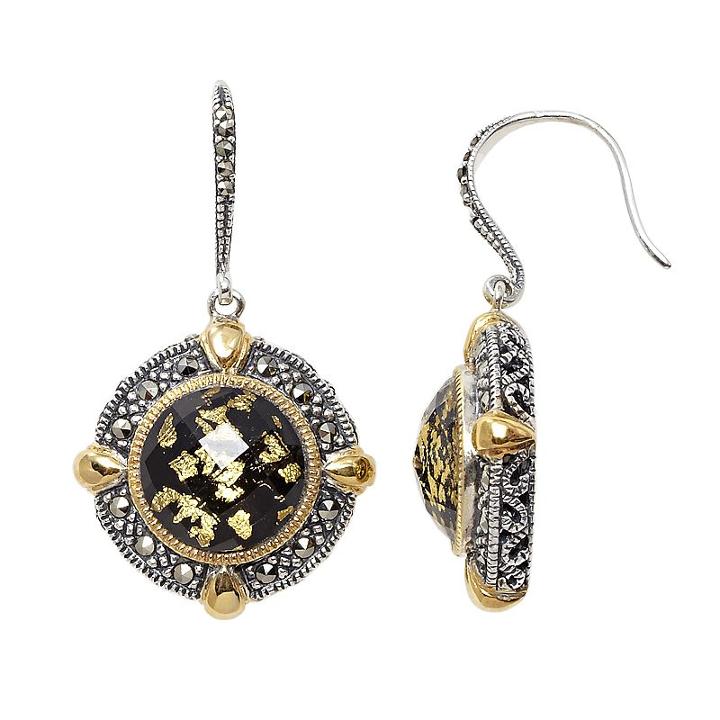 Lavish By Tjm Sterling Silver Doublet Frame Drop Earrings, Women's, Multicolor