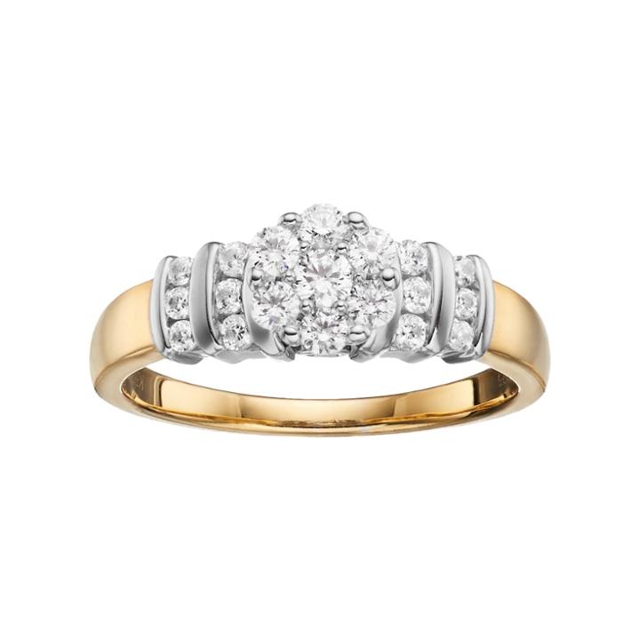 10k Gold 1/2 Carat T.w. Diamond Cluster Engagement Ring, Women's, Size: 8, White