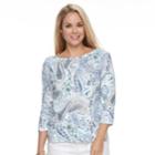 Petite Croft & Barrow&reg; Button Shoulder Boatneck Top, Women's, Size: M Petite, Light Blue