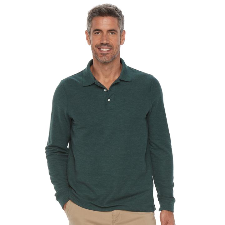 Men's Croft & Barrow&reg; Classic-fit Stretch Pique Polo, Size: Large, Dark Green