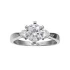 Primrose Sterling Silver Cubic Zirconia 3-stone Ring, Women's, Size: 6, Grey