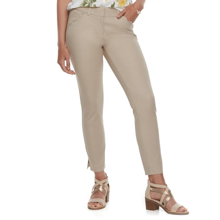Juniors' Candie's&reg; Scalloped-pocket Ankle Pants, Teens, Size: 9, Med Beige