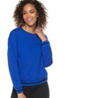 Women's Popsugar Striped-trim Sweatshirt, Size: Xs, Blue