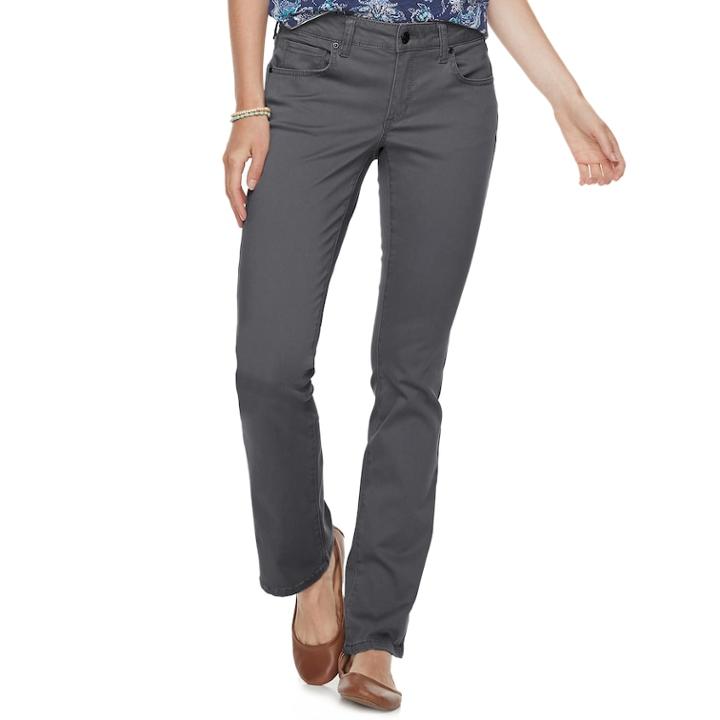 Women's Sonoma Goods For Life&trade; Midrise Sateen Bootcut Pants, Size: 12 T/l, Dark Grey