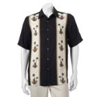 Men's Batik Bay Tropical Casual Button-down Shirt, Size: Small, Black