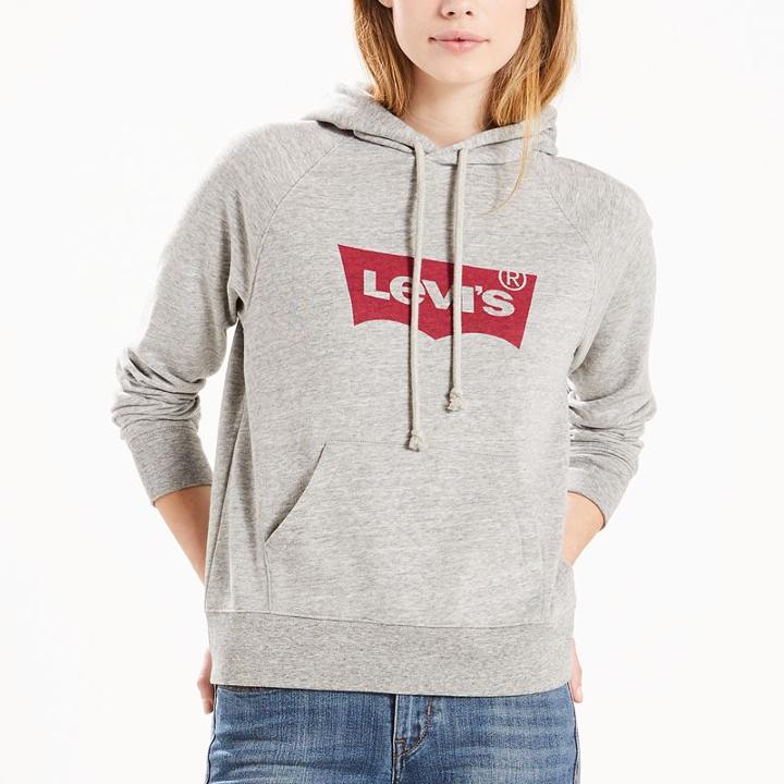 Women's Levi's&reg; Logo Pullover Hoodie, Size: Large, Grey