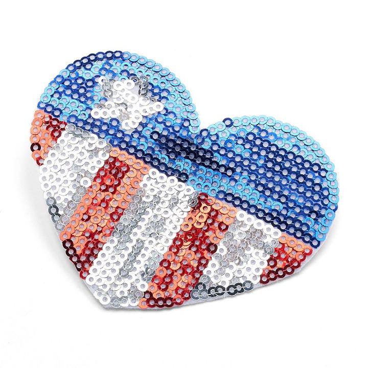 Stars & Stripes Sequined Heart Hair Clip, Women's, Multicolor